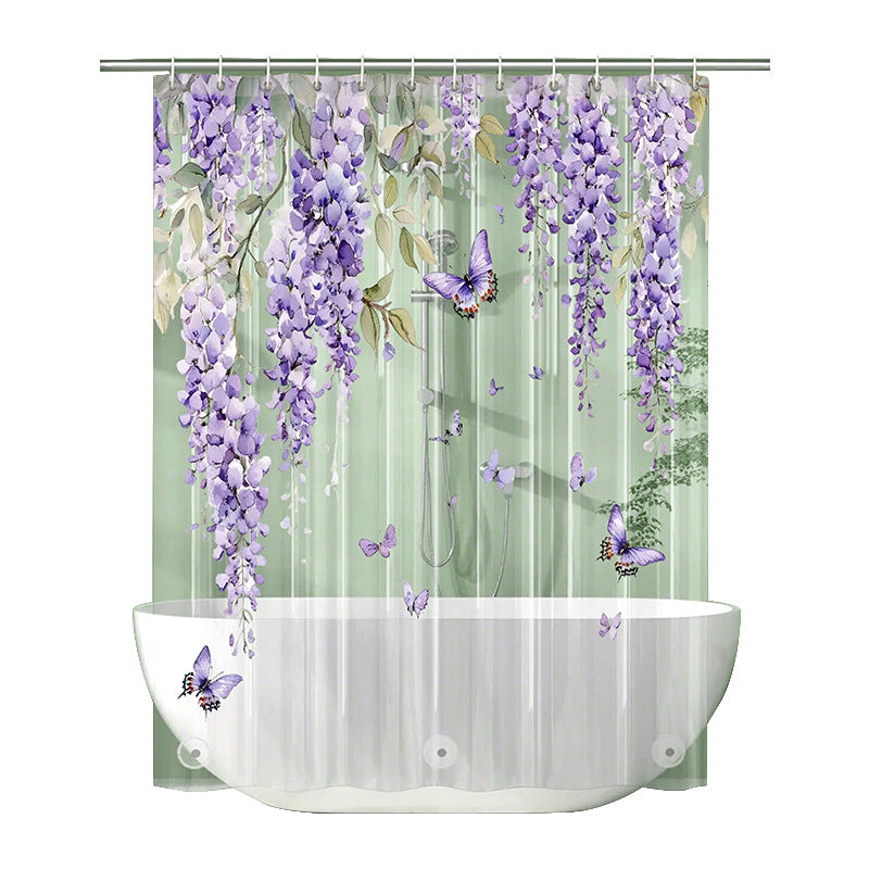 Floral Wisteria Shower Curtain Bowlift