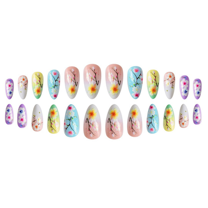 Artistic Floral Press-On Nail Art Extensions Bowlift