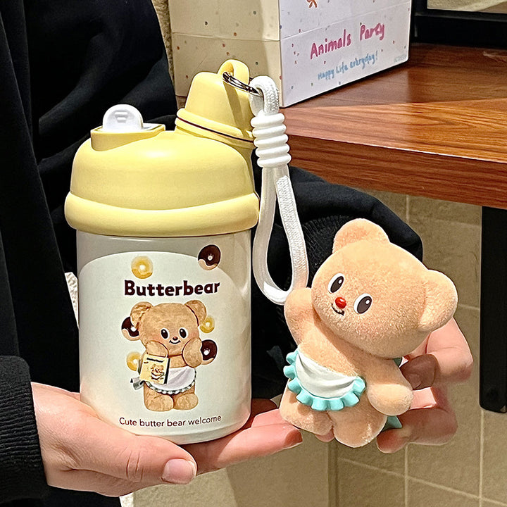 Women's Insulated Water Bottle with Playful Bear Design Bowlift