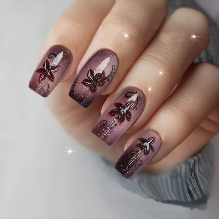 Artificial nails with floral accents Bowlift