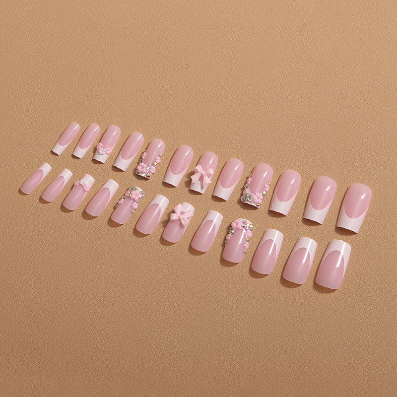 Art nail set with floral 3D accents and glitter decorations Bowlift
