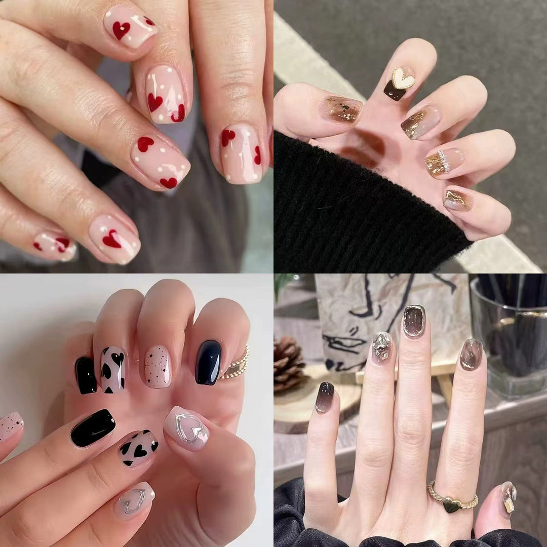 Artistic Heart-Themed Nail Extensions Bowlift