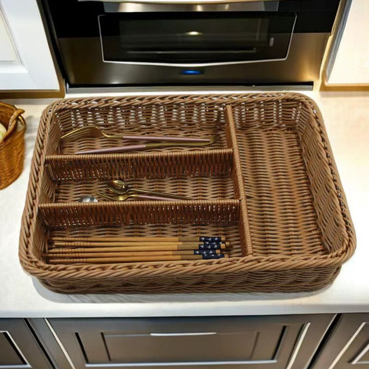 Multi-Sectional Woven Storage Basket Bowlift