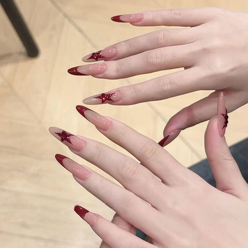 Fake nails with glitter star design Bowlift