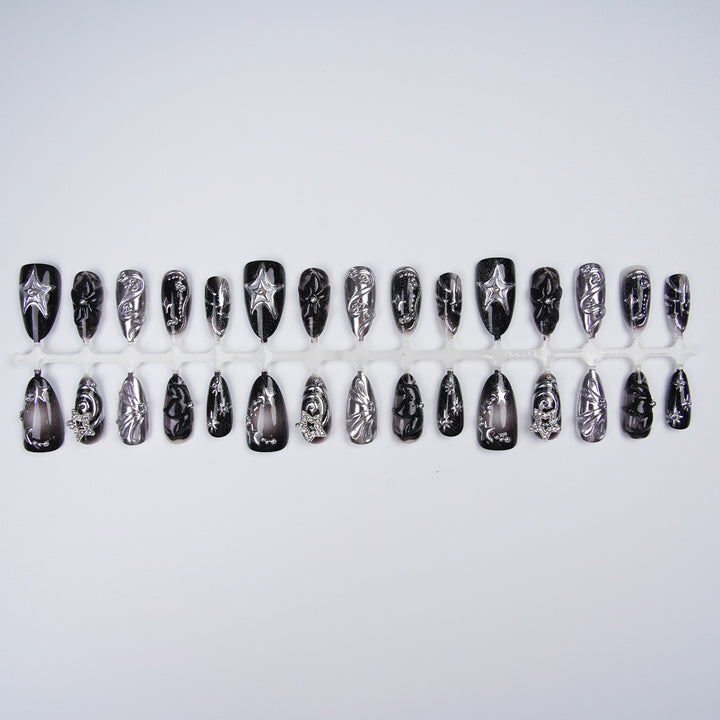 Artistic Black Nail Tips Set Bowlift