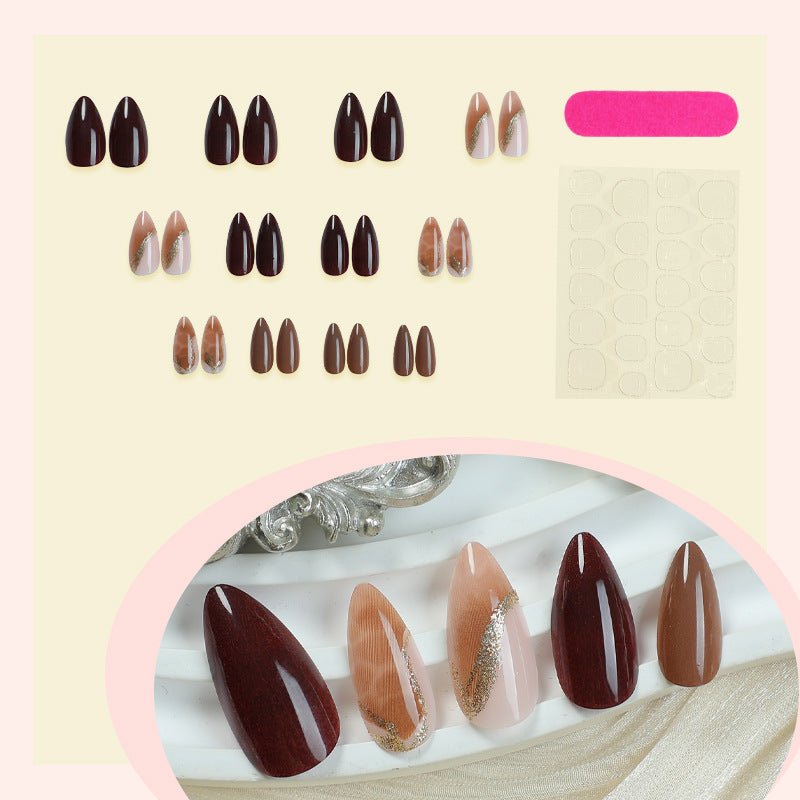 Press-On Nail Art Set with Elegant Marble and Glitter Accents Bowlift