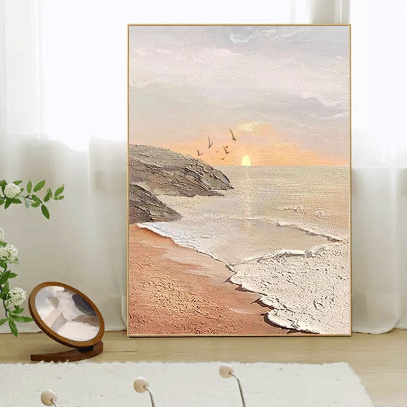 Textured Coastal Sunrise Canvas Artwork