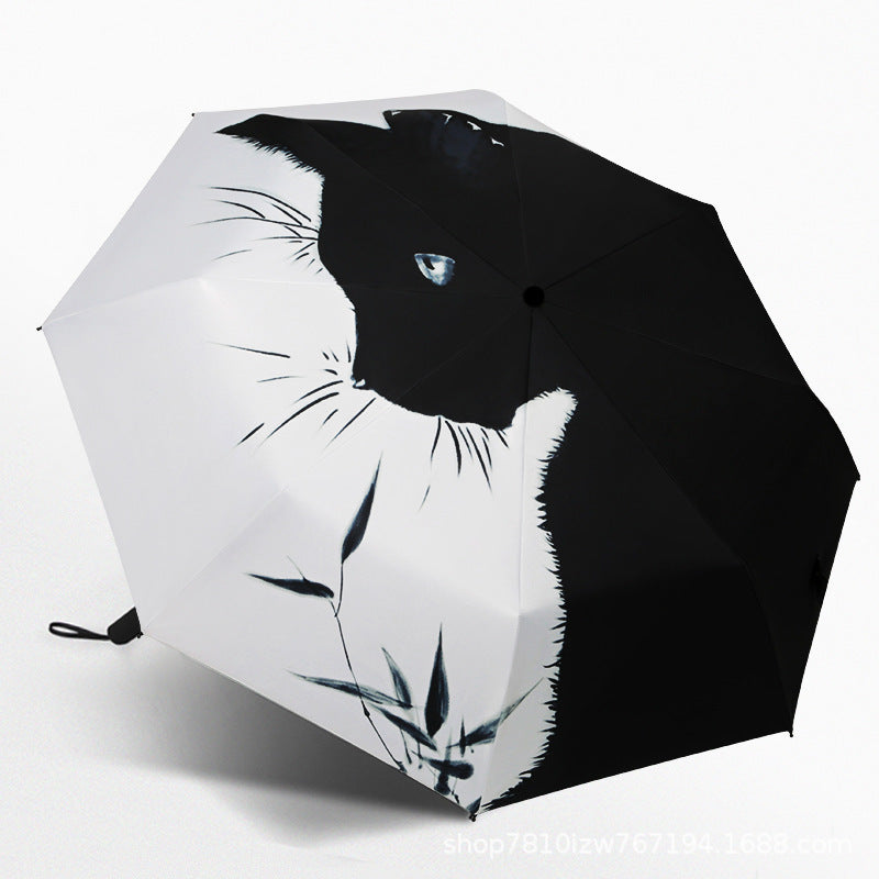 Women’s Automatic Umbrella with Cat Design Bowlift