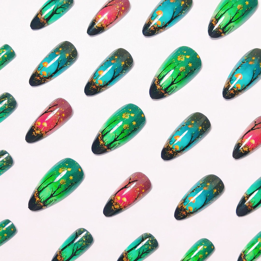 Creative Art Nails with Fascinating Forest and Mushroom Designs Bowlift