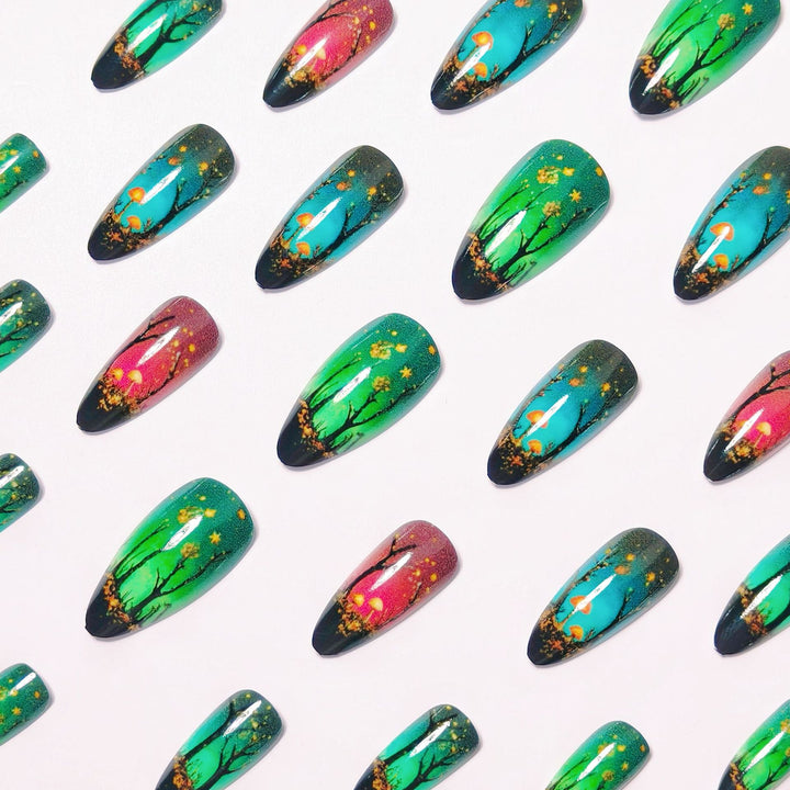 Creative Art Nails with Fascinating Forest and Mushroom Designs Bowlift