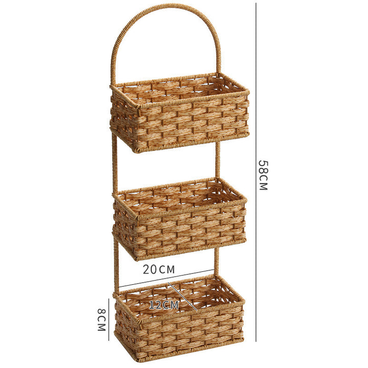 Double-Tiered Wicker Storage Basket Bowlift