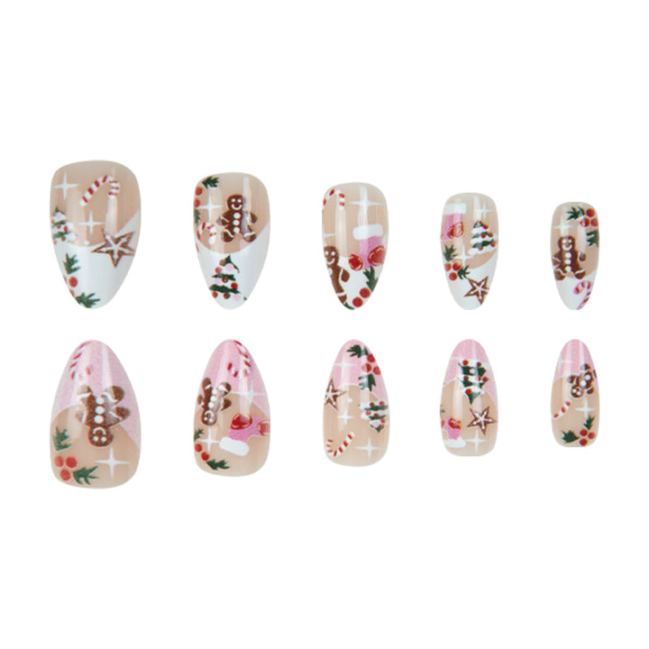 Festive Gingerbread-Themed Stiletto Nail Art Bowlift