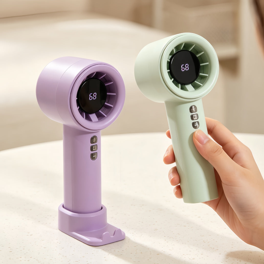 Women's portable high-speed fan with digital temperature display Bowlift