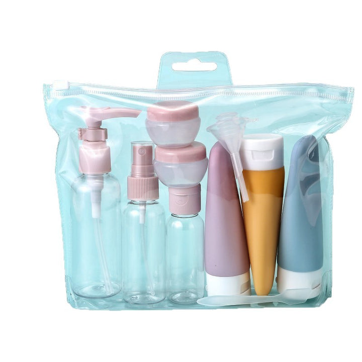 Travel Silicone Toiletry Bottle Set with Pump Spray Funnel and Clear Zip Bag Bowlift