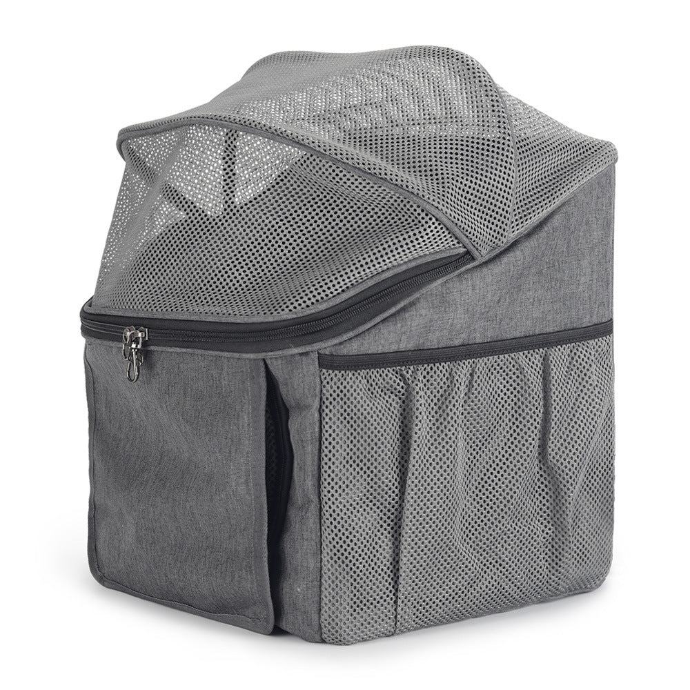 ventilated soft-sided pet carrier backpack with foldable mesh canopy Bowlift