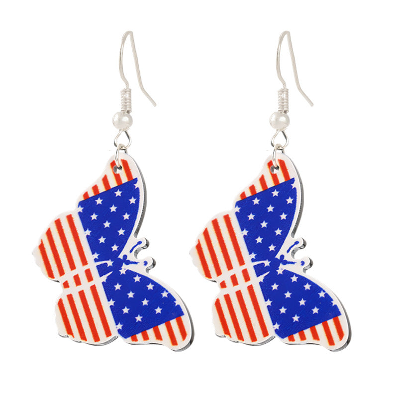 Women's nan patriotic horseshoe enamel dangle earrings with star-accented design and fishhook findings Bowlift