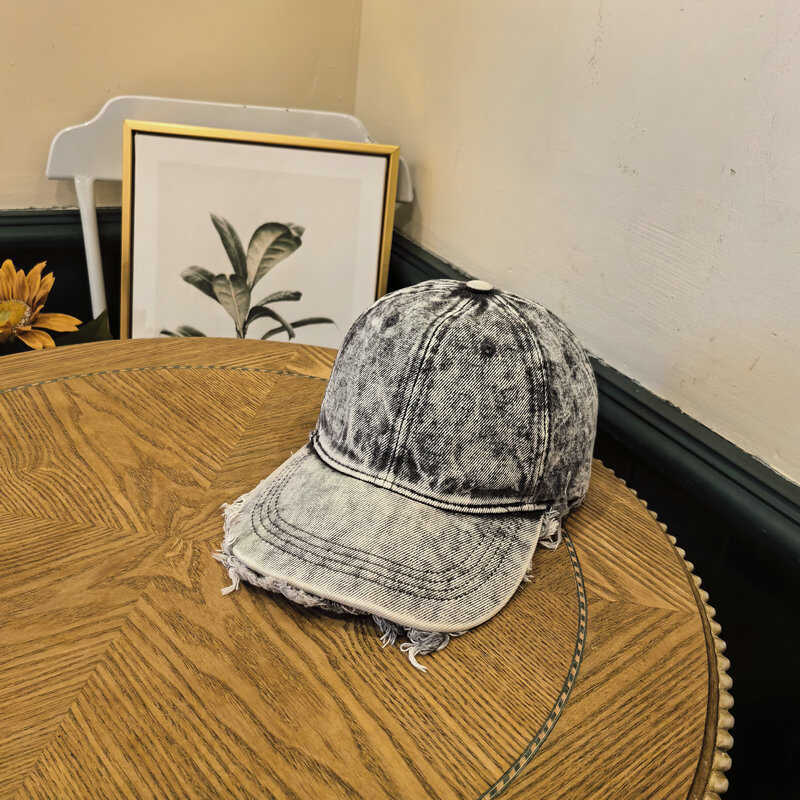 Men's Distressed Denim Baseball Cap Bowlift 1784270742