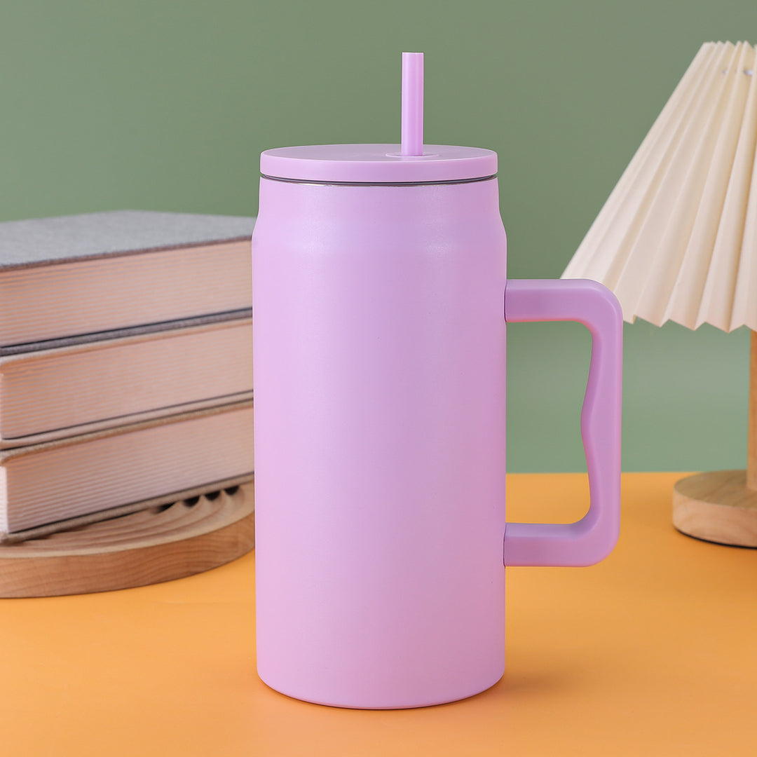 Women's reusable drinking cup with straw and ergonomic handle Bowlift