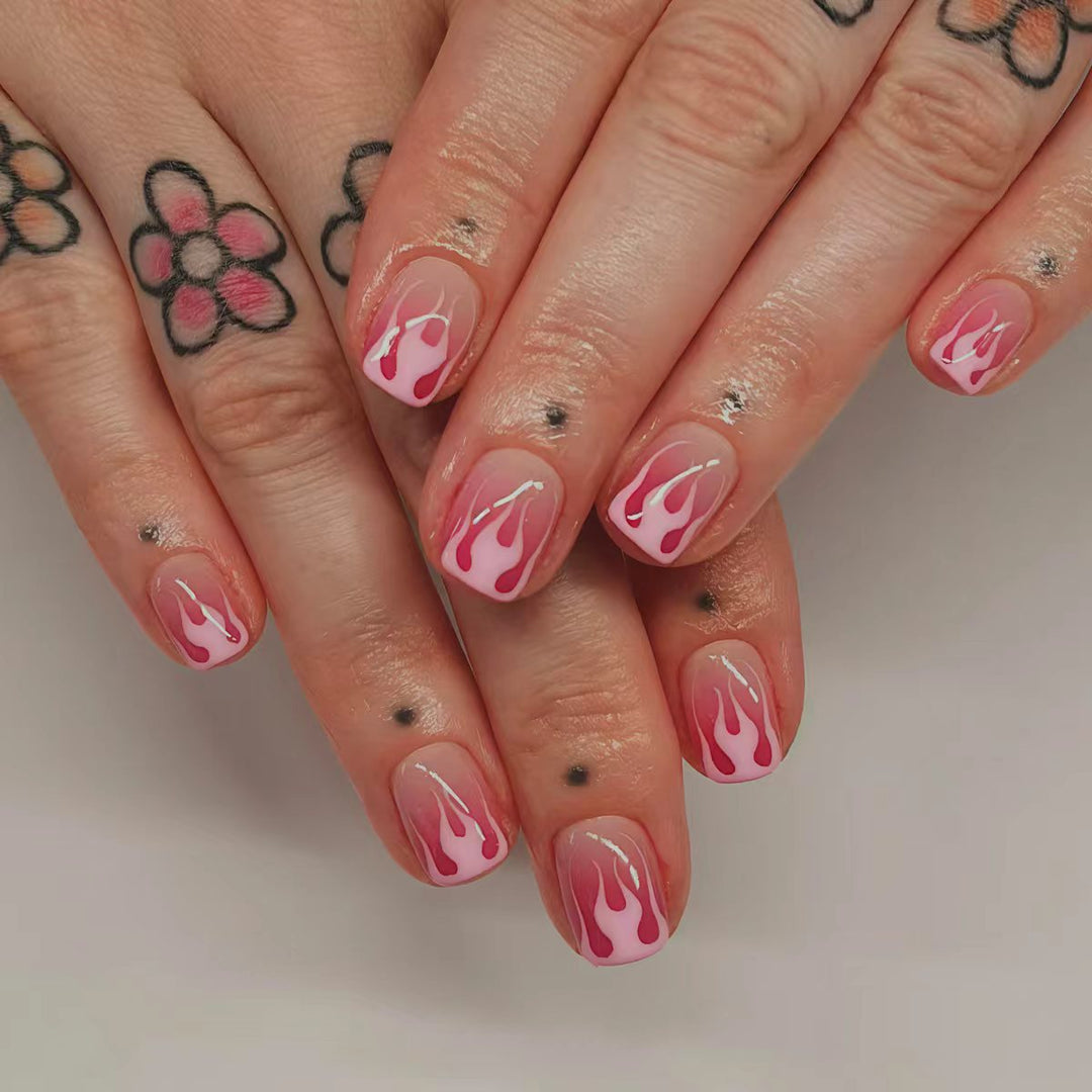 Artistic Flame Drip Nail Art Bowlift
