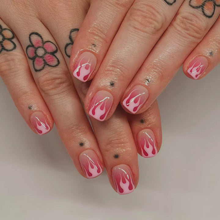 Artistic Flame Drip Nail Art Bowlift