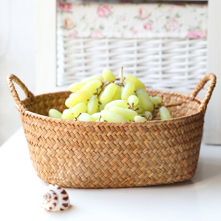 Natural Woven Storage Basket with Ergonomic Handles Bowlift