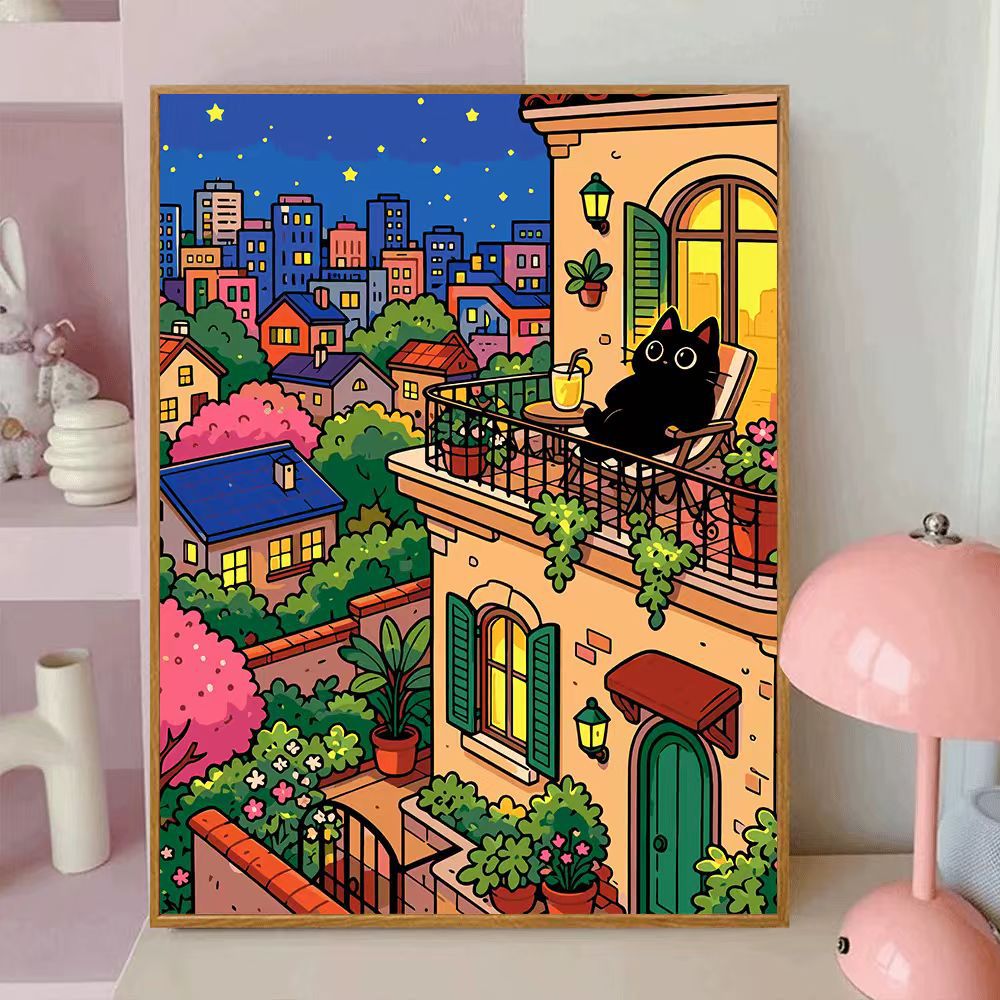 Playful Cat-Themed Decorative Wall Canvas Art Bowlift