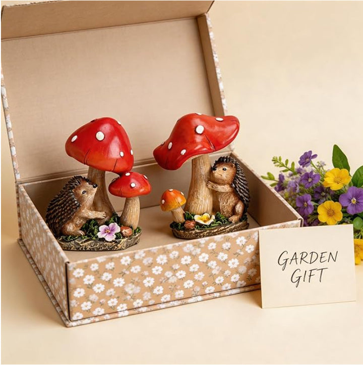 Cute decorative figure with hedgehog and fly agarics Bowlift