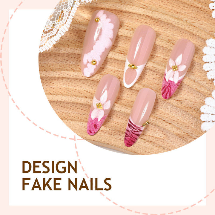 Artificial nail set with floral and elegant design elements Bowlift