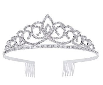 Ladies Elegant Rhinestone Tiara with Floral Design Bowlift