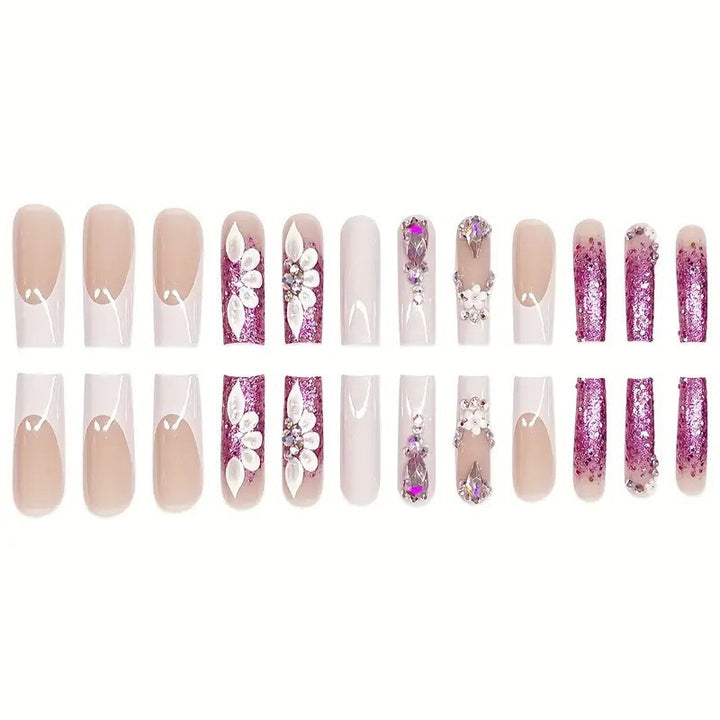 Artistic Rhinestone-Embellished Press-On Nail Extensions Bowlift