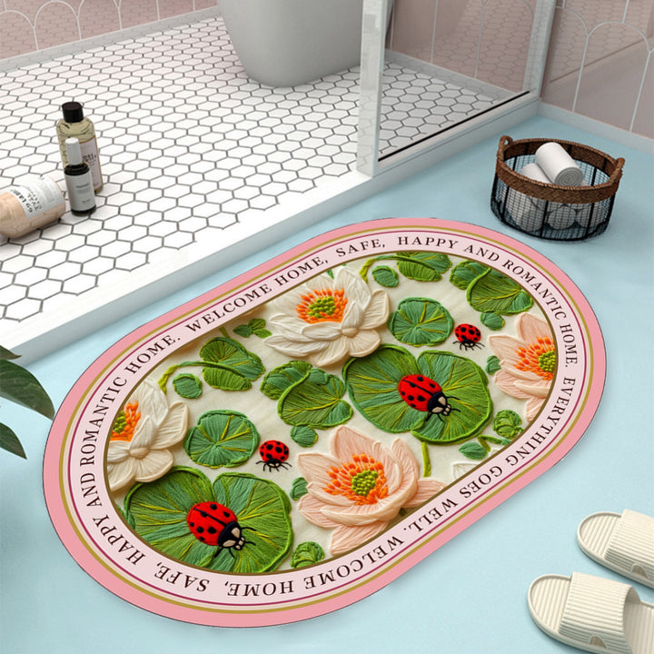 Floral Design Bath Mat Bowlift