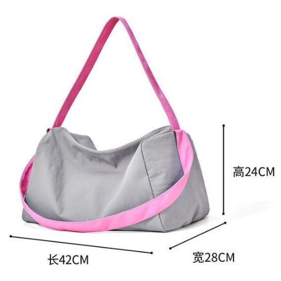 Lightweight Nylon Crescent Shoulder Bag with Wide Contrast Strap Bowlift
