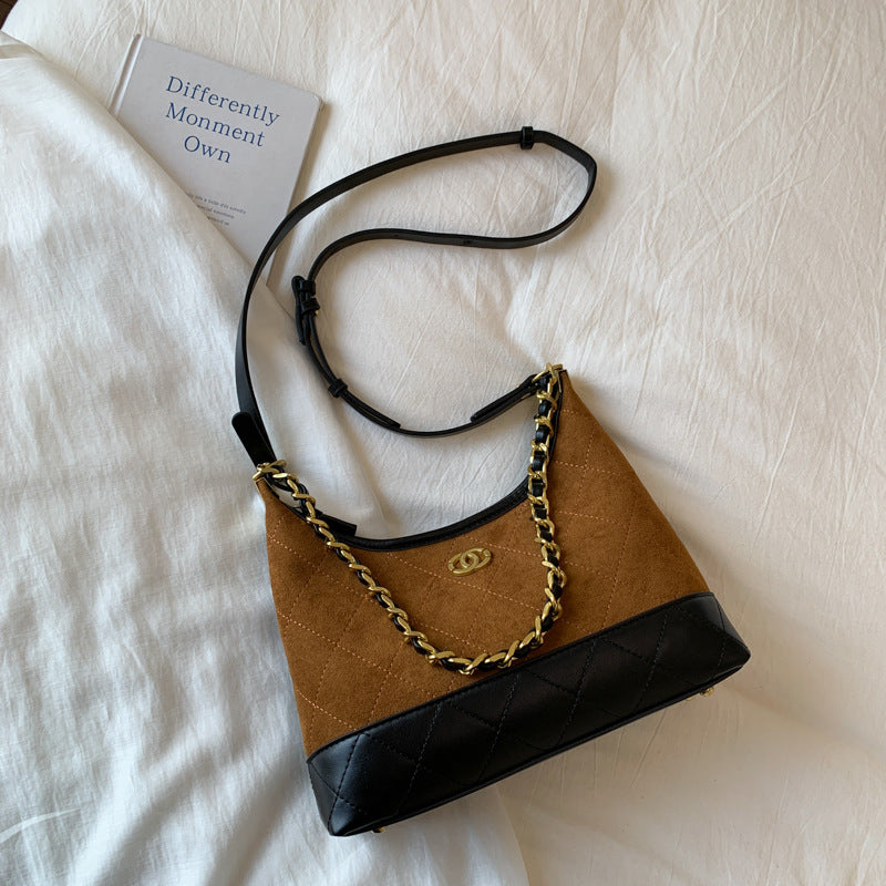 Quilted Suede Shoulder Bag Bowlift
