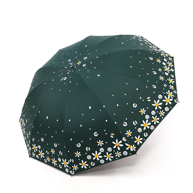 Ladies umbrella with floral design and reinforced frame Bowlift