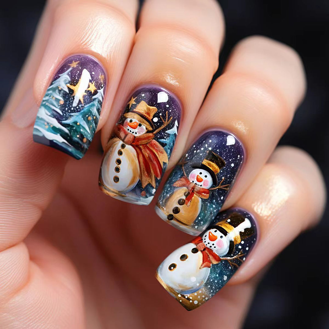 Holiday Themed Snowman Nail Art Bowlift