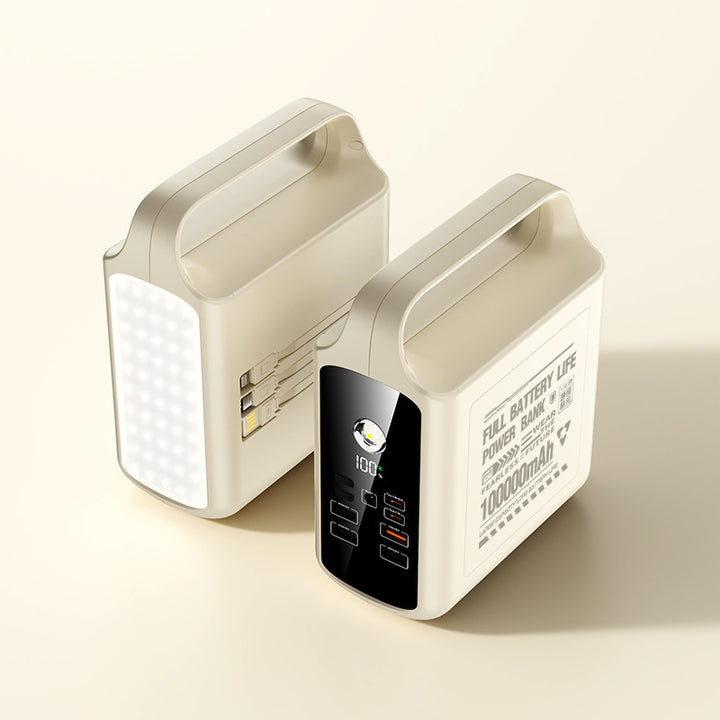 Portable power bank with integrated LED lighting and high capacity Bowlift
