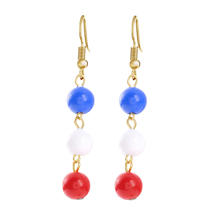 Ladies enamel earrings horseshoe with star stripe motif Bowlift