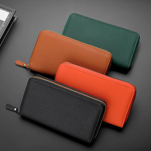 Textured Leather Zip-Around Wallet Bowlift