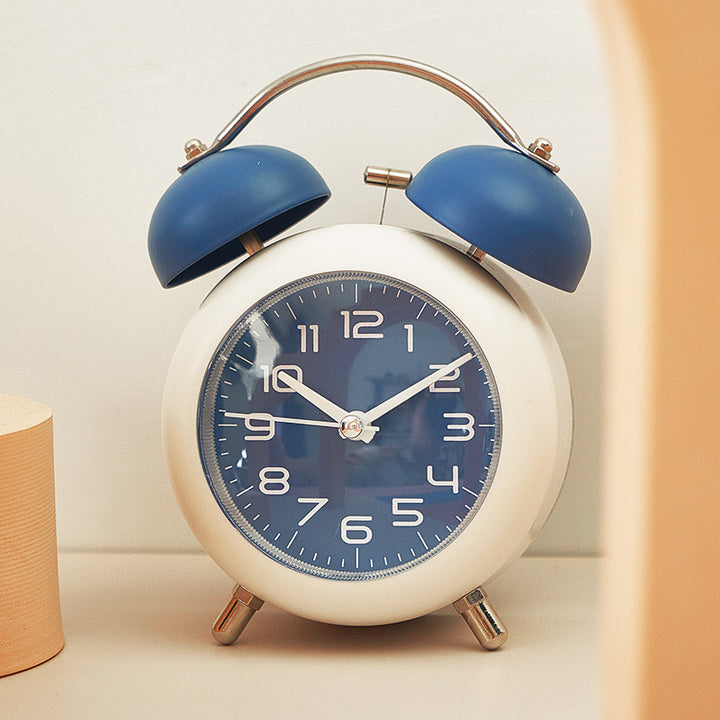 Elegant analog alarm clock with double bells and large dial Bowlift