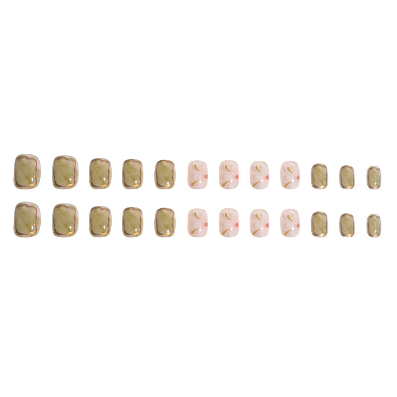 Artistic Floral Press-On Nail Set Bowlift