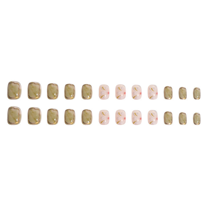 Artistic Floral Press-On Nail Set Bowlift