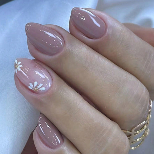 Elegant Floral Press-On Nail Tips Bowlift