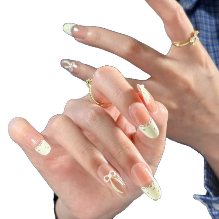 Artistic Press-On Nail Set with Elegant Bow Design Bowlift