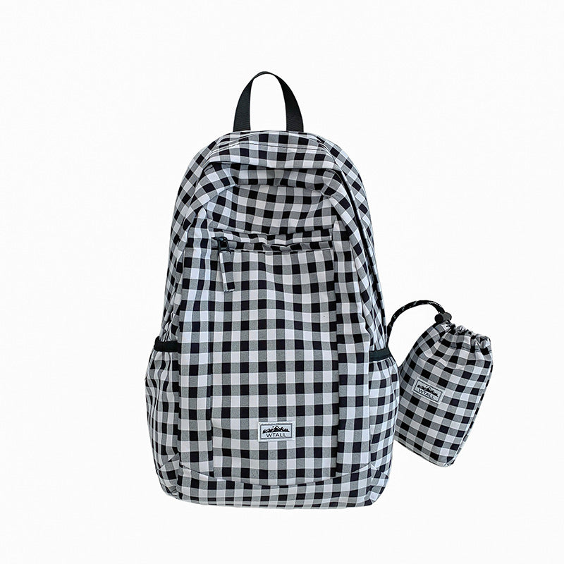 Casual Checkered School Backpack Bowlift