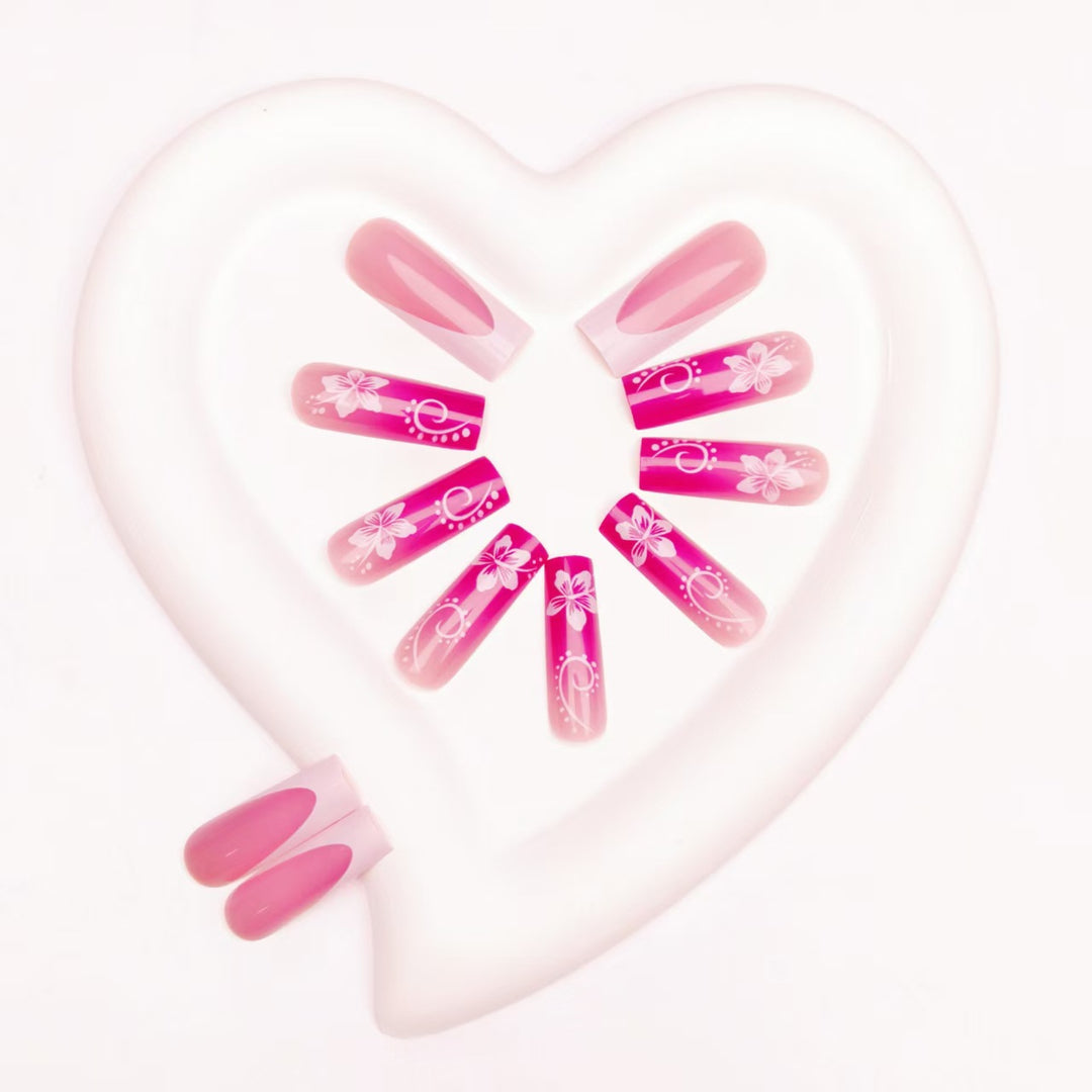 Floral Art Gel Nail Design Bowlift