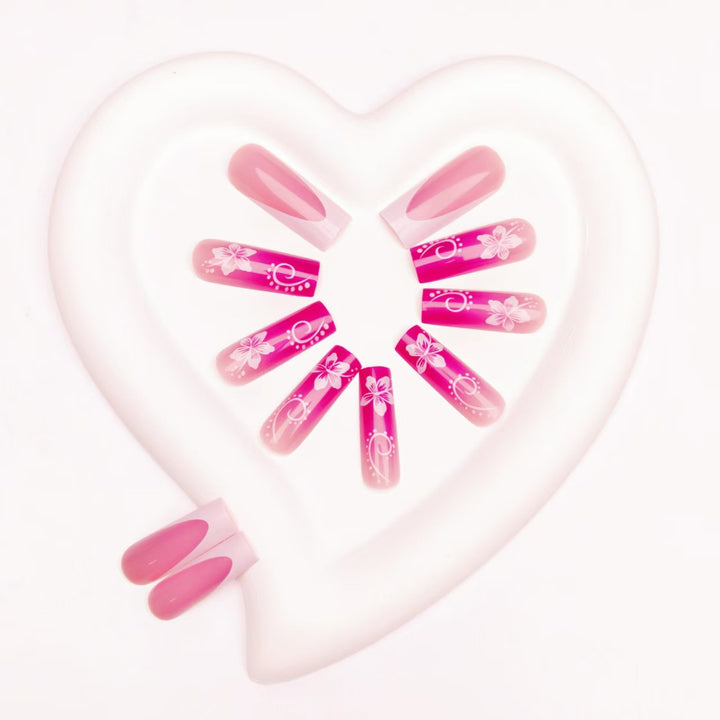 Floral Art Gel Nail Design Bowlift