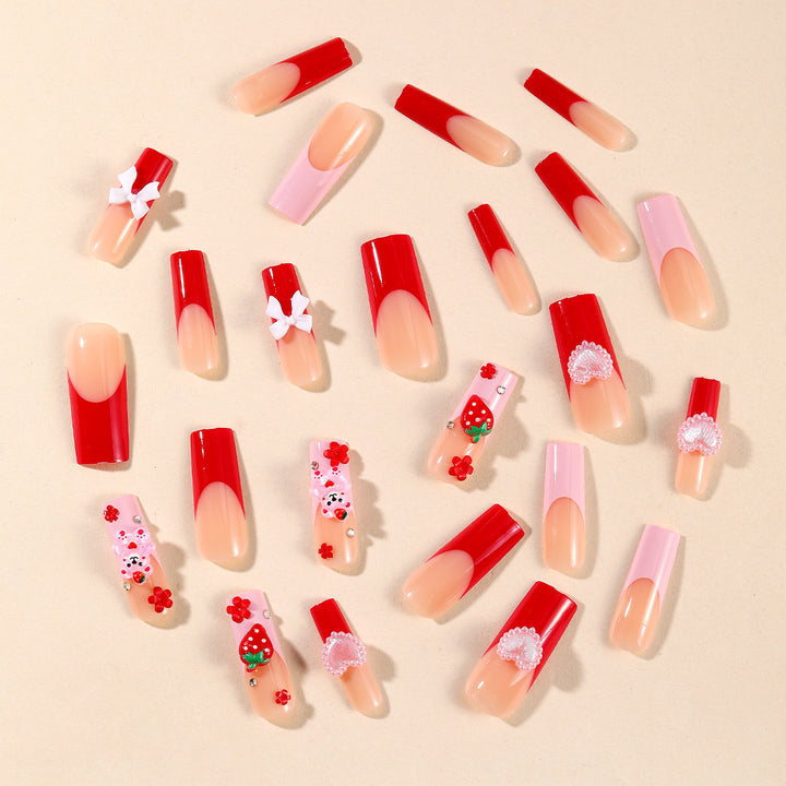 Creative 3D Strawberry and Bow Nail Art Extensions Bowlift
