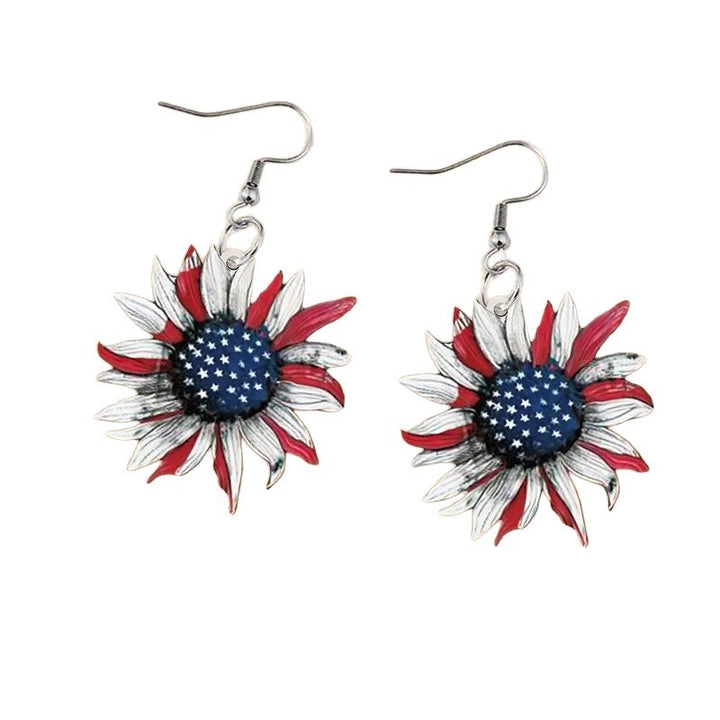Women's hand-painted sunflower earrings in flag design made of lightweight metal Bowlift