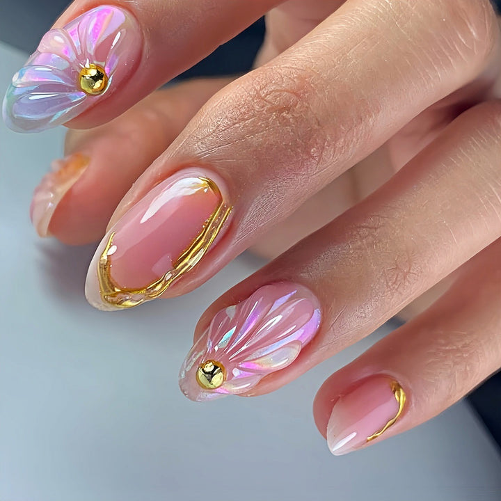 Floral Geometric Press-On Nail Art Set Bowlift