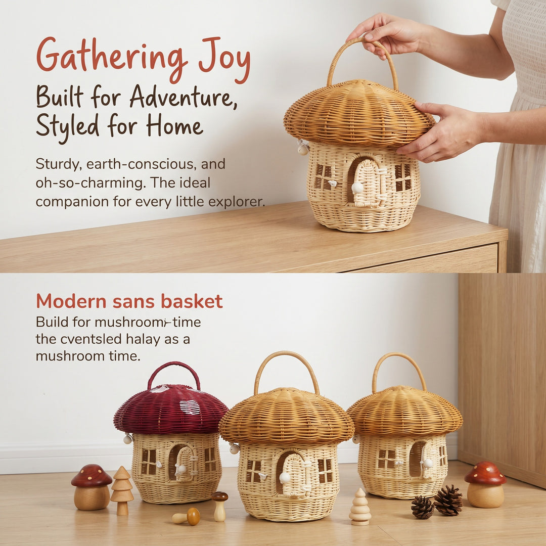 Playful storage basket in mushroom design Bowlift
